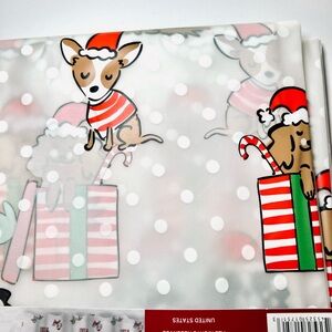 Christmas Puppy Dogs in the Snow Peva Shower Curtain Santa Hats Candy Canes